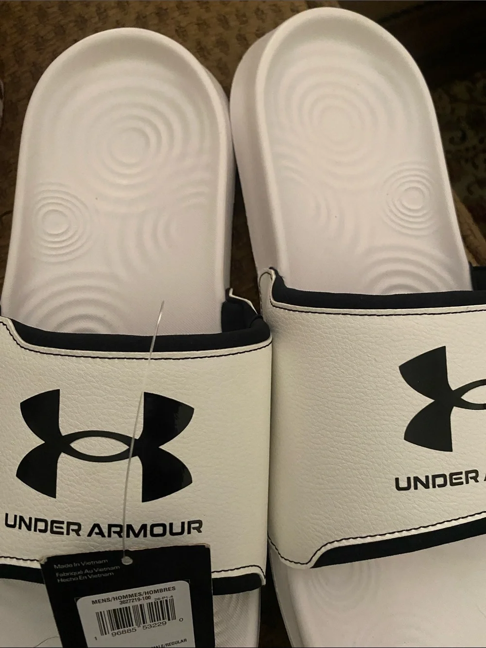Under Armour White and Black Men's Slide Sandals